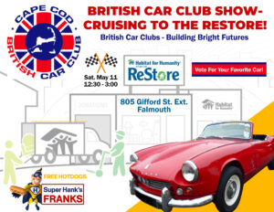 Image Advertisement for the Cape Cod British Car Club's Car Show at the Falmouth ReStore